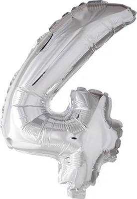 Produktbild von Massenmarkt Folienballon Nummer '4' silber 40 cm