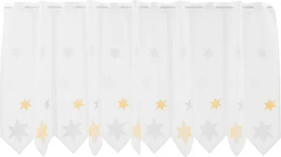 Produktbild von Gardinen Kranzusch Scheibengardine Sterne 60x168 cm H/B weiß mit gelb/grau Bistrogardine Vorhang Küche 1er Pack
