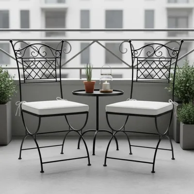 Immagine prodotto di Set di 2 sedie da giardino Caravaca in stile bohémien, in ferro, colore nero, altezza 100 cm