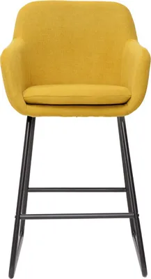 Produktbild von Miliboo - Barhocker senfgelber Stoff mit Samteffekt H65cm (2er-Set) AMIKA