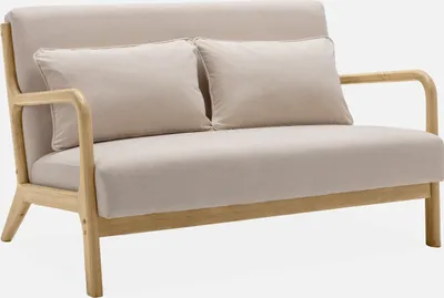Immagine prodotto di sweeek - Panca di design a 2 posti in legno con rivestimento in tessuto - Beige