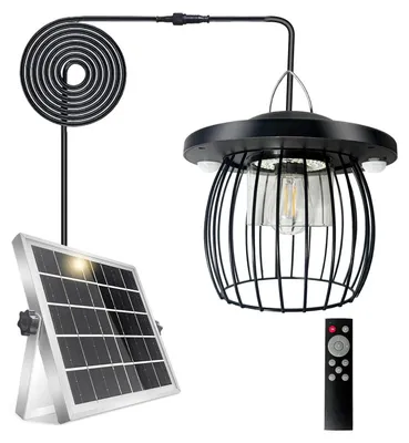 Solar-Hängelampe mit Fernbedienung, IP65, 200 Lumen, schwarz