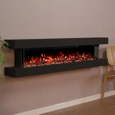 Produktbild von Glow Fire Elektrokamin 'Clear Wall 50' | Multicolor LED Wandkamin mit Heizung in schwarz(1800W) | HxBxT: 39x157x21 cm