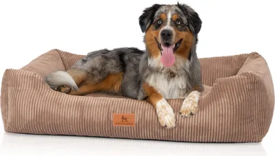 Produktbild von Knuffelwuff Hundebett aus Cord mit Handwebcharakter Olivia XL 105 x 75cm Braun