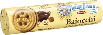 Produktbild von Mulino Bianco Baiocchi Keksrolle mit Haselnuss-Kakaocreme - Italienisches Gebäck ohne Palmöl - 168g