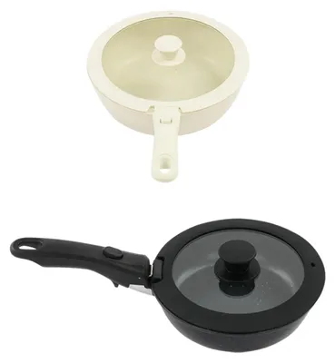 Produktbild von 15-teiliges Kochgeschirr Set - Töpfe und Pfannen - Antihaftbeschichtung - Abnehmbarer Griff - Für Induktion Gas Elektro - Ofen- & kühlschrankgeeignet - Weiß
