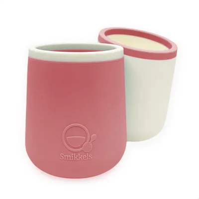 Produktbild von Smikkels Silikon Kinderbecher Set rosa - bruchsichere Trinkbecher Baby Kleinkind