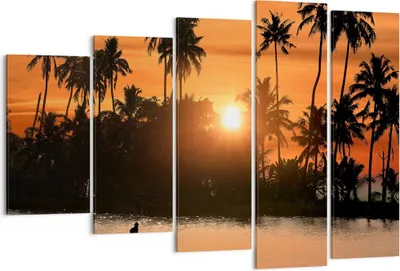 Produktbild von Bild auf Leinwand - Leinwandbild - Palme Fluss Sommer - 150x100cm - Wand Bild - Wanddeko - Leinwanddruck - Bilder - Kunstdruck - Wanddekoration - Leinwand bilder - Wandkunst - EG150x100-3894