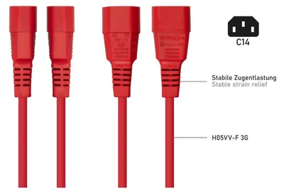 Obrázok produktu pre Kabelmeister SK1430-R005, 0,5 m, IEC C14, IEC C13, H05VV-F, 250 V, 10 A