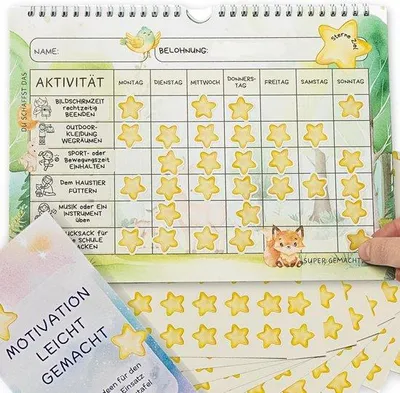 Produktbild von Famanu Belohnungstafel für Kinder - Motivationsboard mit 12 Themenwelten und 600 Stickern