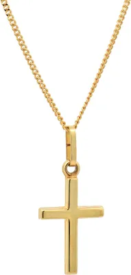 Produktbild von Gold Anhänger Kreuz mit Goldkette massiv 585 - 14 Karat Gold 36 cm