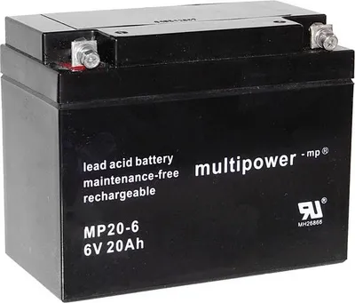 Zdjęcie produktu dla MULTIPOWER MP20-6 A9621 6 V 20 Ah Blei-Vlies (AGM) (wys. x głęb. x szer.) 157 x 125 x 83 mm M5-Sc