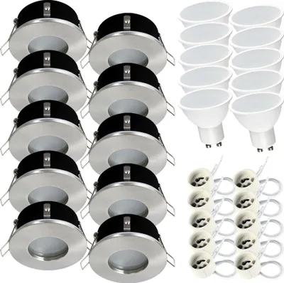 Obrázok produktu pre 10x zapustené bodové svietidlo SET LED 230V IP44 RIK.5 nikel matný GU10 4W neutrálna biela