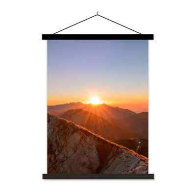 Produktbild von MuchoWow® Textilposter Berg - Landschaft - Sonne 120x160 cm mit schwarzem Rahmen - Magnetischer