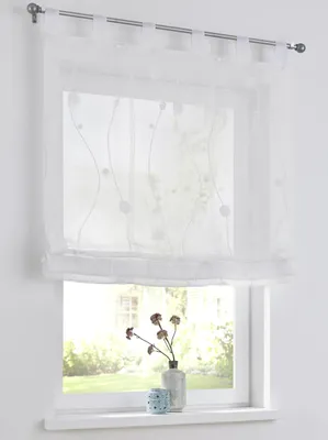 Immagine prodotto di Tenda plissettata moderna con passanti e ricami - Semitrasparente - 60 x 140 cm