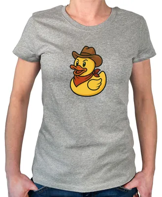 Produktbild von Huuraa Damen T-Shirt Quietscheente Cowboy Gummiente Wilder Westen M Sport Grey Bio Baumwolle Fairtrade Damenshirt Geschenkidee