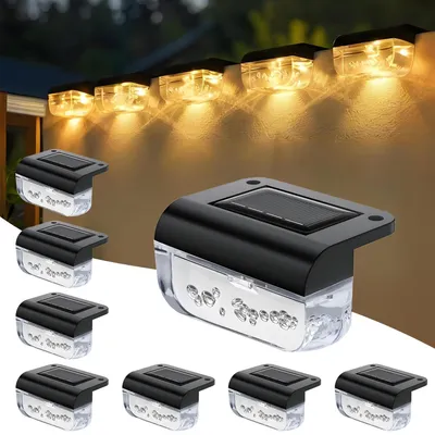 Solar-Treppenleuchten, 8 Stück, warmweiß, wasserdicht, für Außen