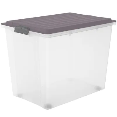 Obrázek produktu pro Úložný box Rotho s kolečky 70L COMPACT - Plastový box o rozměrech 57,0 x 39,5 x 43,5 cm - Stohovací box s víkem - Boxy lze bezpečně uzavřít