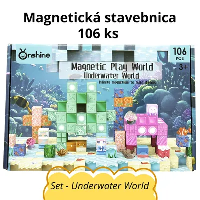 Obrázok produktu pre Magnetická stavebnica 106 ks - Set Underwater World - Montessori STEM vzdelávacia hračka pre deti