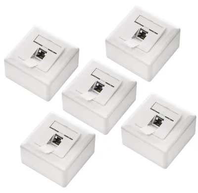 Produktbild von deleyCON CAT6a Universal Netzwerkdose 1x RJ45 Port geschirmt, 5 Stück, Weiß
