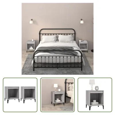 Immagine prodotto di The Living Store Nachttische 2 Stk. Grau Sonoma 40x35x50 cm