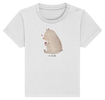 Produktbild von Mr. & Mrs. Panda Babyshirt Bär Marienkäfer 0. - 6. Monat - Weiß - Geschenk, Motivation,  Baby Shirt, T-Shirt, Freiheit, Teddy, Jerseyshirt, Organic, Liebe