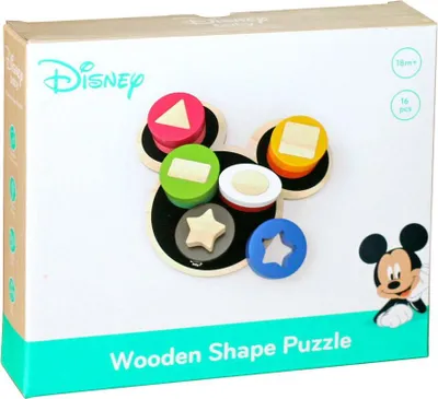 Produktbild von Disney Mickey Mouse Puzzle der Formen aus Holz Mehrfarbig - 20X18X3.8 cm
