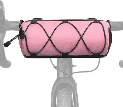 Produktbild von Lenkertasche mit Vordertasche und Schulterriemen, geeignet für Rennräder und Mountainbikes – Aufbewahrungstasche für Fahrradtouren – Rosa