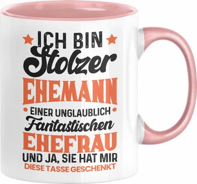 Produktbild von Ehemann Geschenk Tasse Ich Bin Stolzer Ehemann Einer Fantastischen Ehefrau Jahrestag Geschenkidee Gag Joke (Rosa)