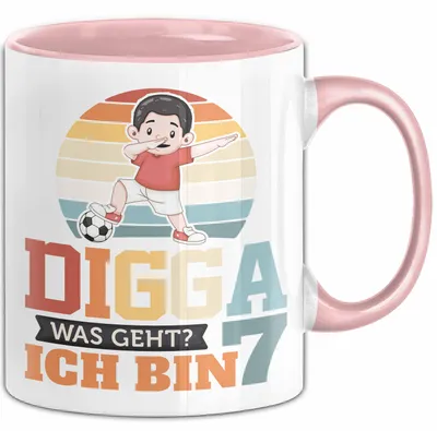 Produktbild von Digga Tasse Geschenk Siebter Geburtstag Lustiger Spruch Was Geht (Rosa)
