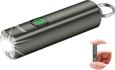 Produktbild von Blukar Mini LED Taschenlampe Aufladbar, USB-C, 3 Lichtmodi, IPX6 Wasserdicht, Ultra kompakt mit Schlüsselanhänger,Tragbar für Camping,Wandern,Notfälle