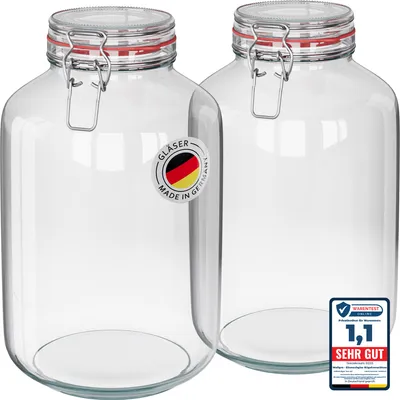 Produktbild von WELLGRO Einmachgläser mit Bügelverschluss rund 4880ml - Vorratsgläser