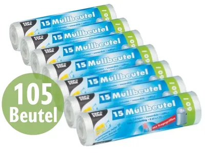 Produktbild von 105 Mülleimerbeutel Müllbeutel Abfallbeutel Müllsack Papstar 35l, reißfest