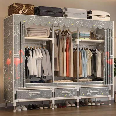Produktbild von Tragbarer, zusammenklappbarer Kleiderschrank mit Aufbewahrungsboxen