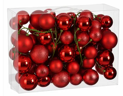 Immagine prodotto di Set di decorazioni natalizie ROSSO REALE, 240 pezzi, per alberi 120–210 cm