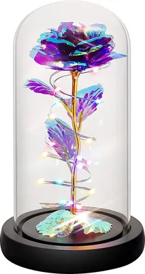 Produktbild von Lila leuchtende Rose in LED-Glaskuppel