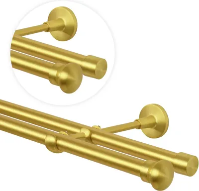 Immagine prodotto di Araldica per tende Araldica per tende 360 cm a 2 binari 19 mm ottone opaco dorato look vintage stile retrò FBall fissaggio a parete