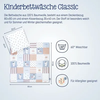 Produktbild von Julius Zöllner Patch blue Bettwäsche 80x80+35x40