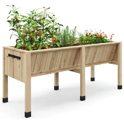 Produktbild von Erhöhtes Hochbeet aus Holz - Pflanzkasten auf Beinen für außen - 183x66x78,8 cm - Für Gemüse Kräuter Blumen - Balkon Terrasse Garten