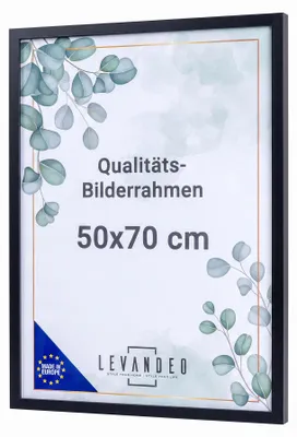 Produktbild von Bilderrahmen 50x70 Schwarz Holz Fotorahmen MDF Holzrahmen Acrylglas Posterrahmen