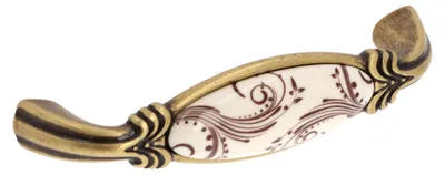 Produktbild von Griff für Möbel aus Zinklegierung und Porzellan, Lochabstand 96 mm, im antiken Stil "Florence"