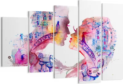 Produktbild von Bild auf Leinwand - Leinwandbild - Paar Liebe Frau urban - 150x100cm - Wand Bild - Wanddeko - Leinwanddruck - Bilder - Kunstdruck - Wanddekoration - Leinwand bilder - Wandkunst - EG150x100-3132