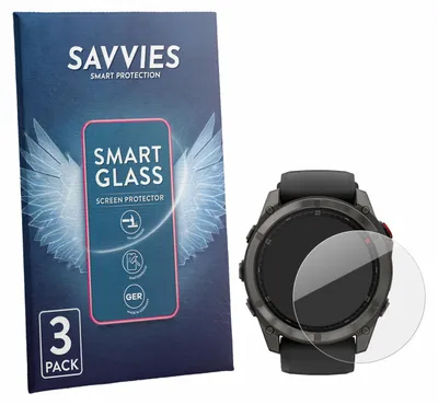 Produktbild von 3x Savvies Schutzglas Folie für Garmin Fenix 8 Pro AMOLED (47 mm) 9H Panzer Schutzfolie Glas Displayschutz klar transparent