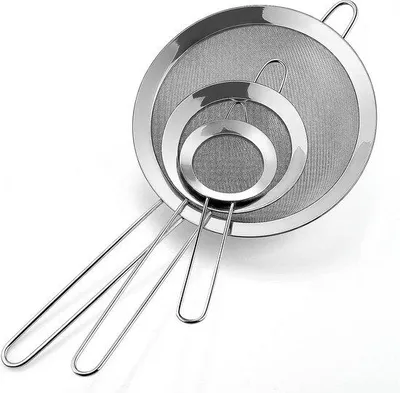 Produktbild von Unyqoos® 3-teiliges feinmaschiges Siebset aus Edelstahl – Küchensiebe 8/12/18 cm für Pasta, Reis, Quinoa, Mehl, stapelbar, spülmaschinenfest