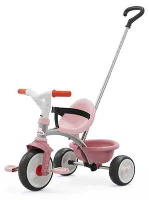Image de Tricycle Evolutif 2 en 1 Smoby Be Move Rose, Siège Ergonomique avec Ceinture, Canne Parentale Réglable et Pneus Silencieux, Dès 15 Mois