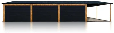 Produktbild von Fertiggarage für drei Autos 10.5x6m mit Carport 3m