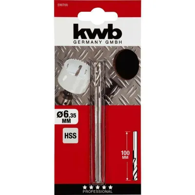 Produktbild von kwb 598700, Bohrer, Zentrierbohrer, Drehung der rechten Hand, 6,35 mm, 100 mm, Metall, Holz