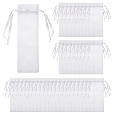 Produktbild von Organza Geschenktüten - 60 Stück - 6 x 27 cm - Mit Zugband