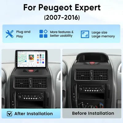 Immagine prodotto di Autoradio CarPlay e Android per Peugeot Expert / Citroën Jumpy / Fiat Scudo / Toyota Proace 2007-2017 con navigatore GPS, Wi-Fi, 4G, Bluetooth, DSP, DAB+, SWC, 8+256 GB, processore a 8 core
