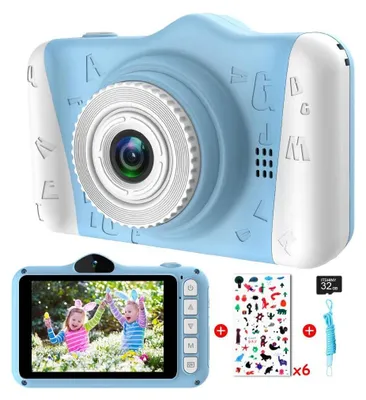 Produktbild von Digitalkamera Kinder mit 3,5-Zoll-Großbildschirm 1080P HD 12MP Eingebaute 32GB SD-Karte USB Wiederaufladbare Selfie Kamera für 3 - 10 Jahre Alter